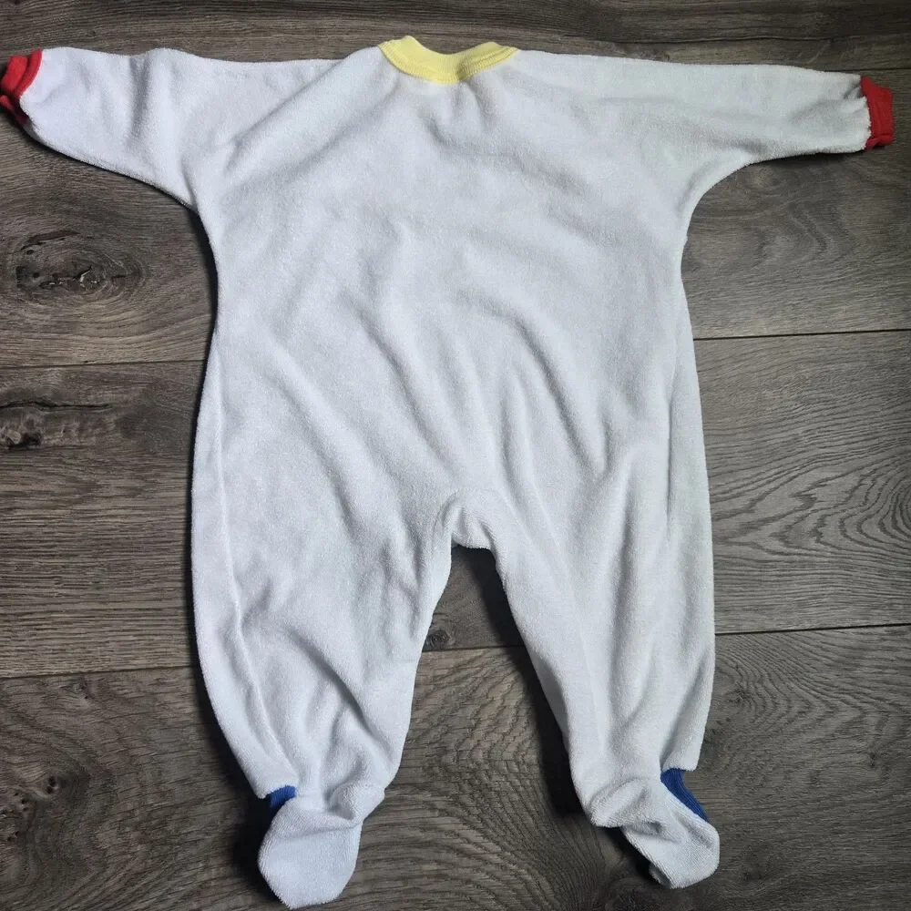 Vintage Carters Clown Sleeper Footie Pajamas 3-6 Months Terry Cloth Red Blue Y2K